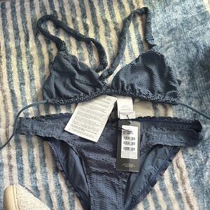 Textured Blue Bikini Set